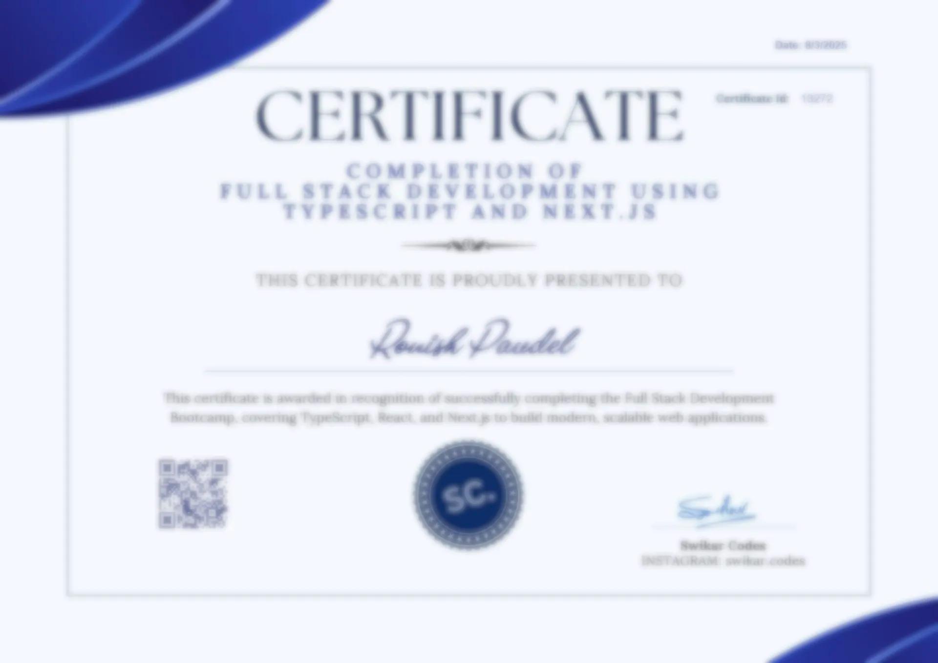 Course Completion Certificate